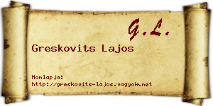 Greskovits Lajos névjegykártya